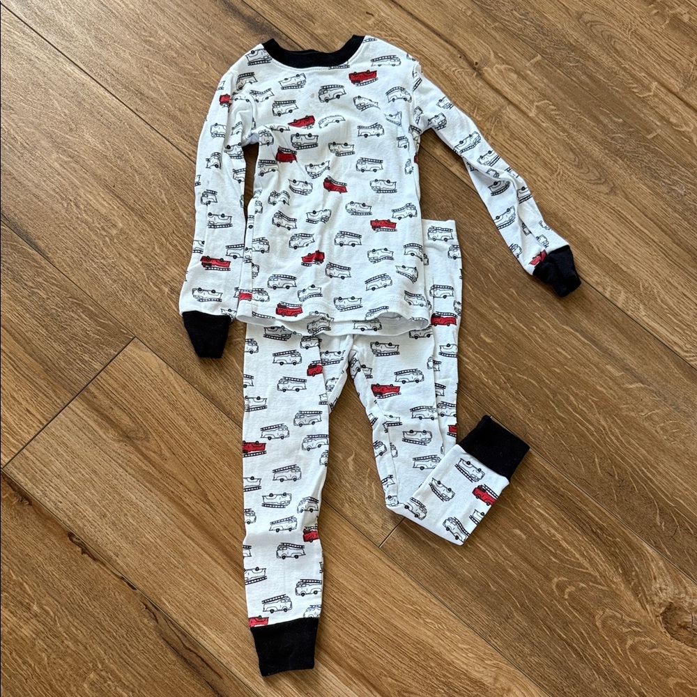 Carter's Kids Pajama Set - White with Red and Black Cars